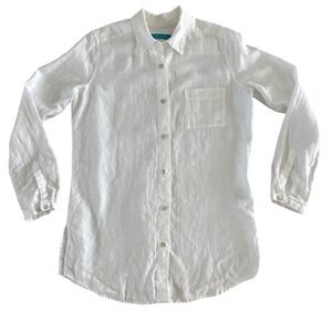 Tori‎ Richard Sunshine 100% Linen Louisa Button Down Shirt White Size Small $128